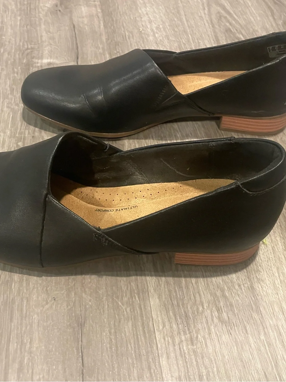 Clarks Black Leather Slip-On Loafers